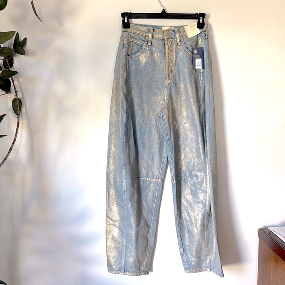 Universal Thread Pants - Universal Thread Blue and Gold Wide Leg Denim Five Buttons Closure Size 2
